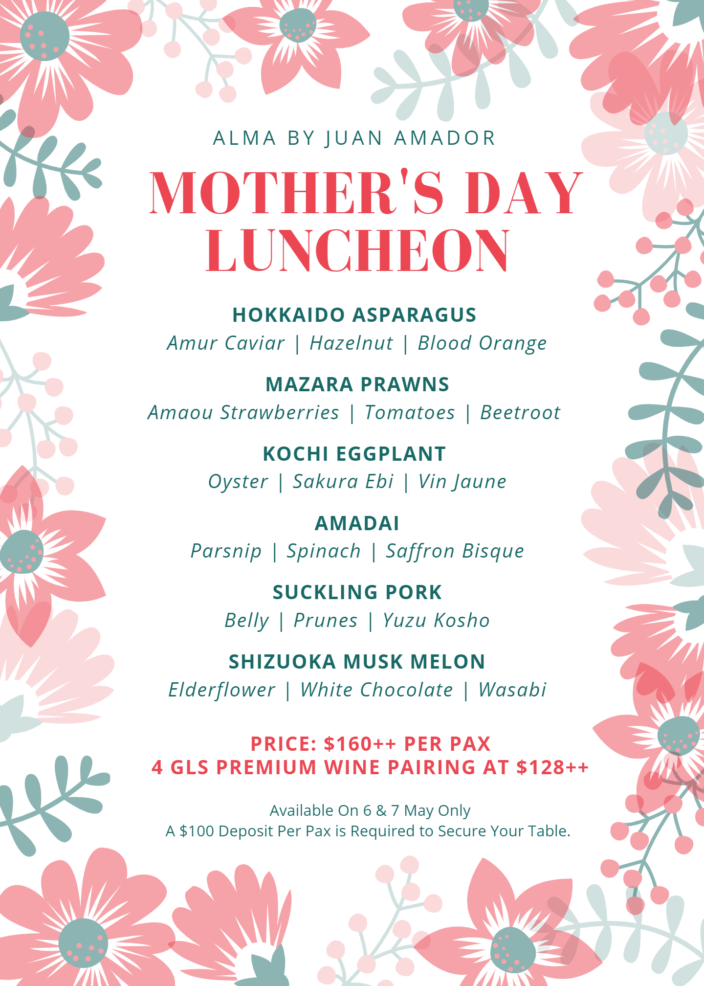 Mother’s Day Lunch Special on 6th & 7th May
